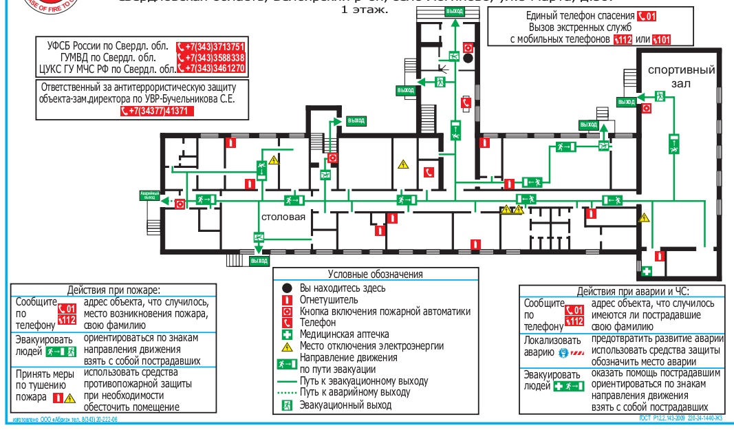 план-схема эвакуации при чрезвычайной ситуации и антитерроре  Формат А2